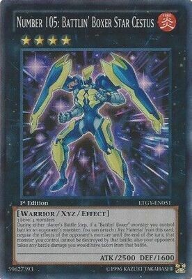 Number 105: Battlin&#39; Boxer Star Cestus - LTGY-EN051 - Super Rare 1st Edition
Lord of the Tachyon Galaxy 1st Edition Singles