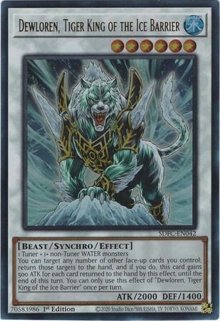 Dewloren, Tiger King of the Ice Barrier - SDFC-EN042 - Ultra Rare 1st Edition Freezing Chains 1st Edition Singles (Espanol)