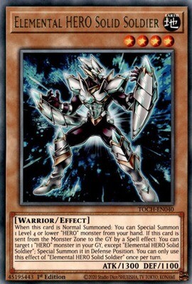 Elemental HERO Solid Soldier - TOCH-EN040 - Rare 1st Edition Toon Chaos 1st Edition Singles