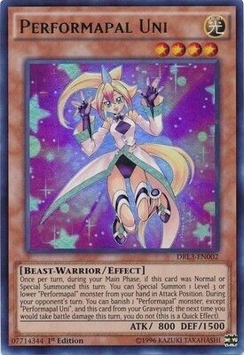 SH Performapal Uni - DRL3-EN002 - Ultra Rare 1st Edition
Dragons of Legend Unleashed 1st Edition Singles