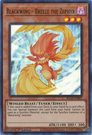 Blackwing - Breeze the Zephyr - BLCR-EN061 - Ultra Rare 1st Edition
Battles of Legend: Crystal Revenge 1st Edition Singles