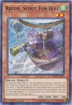 Recon, Scout Fur Hire - MP19-EN245 - Common 1st Edition Yu-Gi-Oh! 2019 Mega-Tins: Gold Sarcophagus Tin Mega Pack Singles