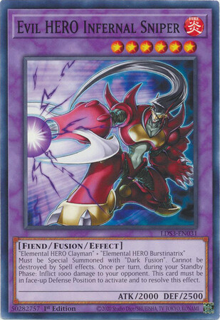 Evil HERO Infernal Sniper - LDS3-EN031 - Common 1st Edition
Legendary Duelists: Season 3 [LDS3] 1st Edition Singles