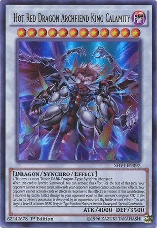 SH Hot Red Dragon Archfiend King Calamity - SHVI-EN097 - Ultra Rare 1st Edition Shining Victories 1st Edition Singles