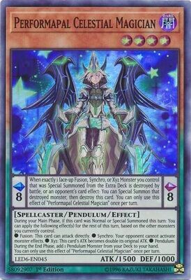 Performapal Celestial Magician - LED6-EN045 - Super Rare 1st Edition
Legendary Duelists: Magical Hero 1st Edition Singles