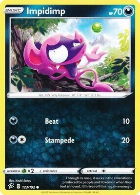 Impidimp - 123/192 - Common
Sword &amp; Shield: Rebel Clash Singles