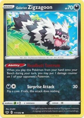 Galarian Zigzagoon - 117/202 - Common
Sword &amp; Shield (Base Set) Singles