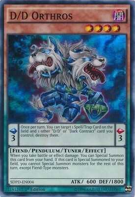 D/D Orthros - SDPD-EN004 - Super Rare 1st Edition Structure Deck: Pendulum Domination Singles