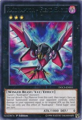 Raidraptor - Fiend Eagle - DOCS-EN051 - Rare 1st Edition
Dimension of Chaos 1st Edition Singles