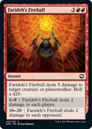 Farideh&#39;s Fireball 142/281
Adventures in the Forgotten Realms Singles (Español)