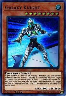 Galaxy Knight - LED3-EN040 - Super Rare 1st Edition
Legendary Duelists: White Dragon Abyss Singles