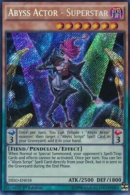 Abyss Actor - Superstar - DESO-EN018 - Secret Rare 1st Edition Destiny Soldiers 1st Edition Singles