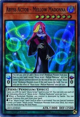 SH Abyss Actor - Mellow Madonna - LED3-EN045 - Super Rare 1st Edition
Legendary Duelists: White Dragon Abyss Singles