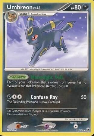 Umbreon - 32/100 - Rare
Diamond &amp; Pearl: Majestic Dawn Singles