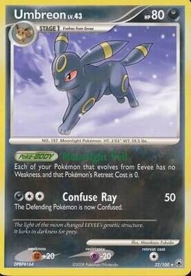 Umbreon - 32/100 - Rare
Diamond &amp; Pearl: Majestic Dawn Singles