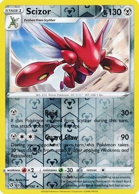Scizor - 128/192 - Rare Reverse Holo
Sword &amp; Shield: Rebel Clash Reverse Holo Singles