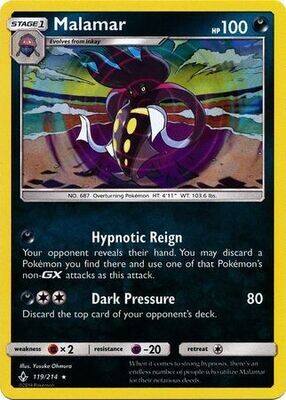 Malamar - 119/214 - Holo Rare
Sun &amp; Moon: Unbroken Bonds Singles