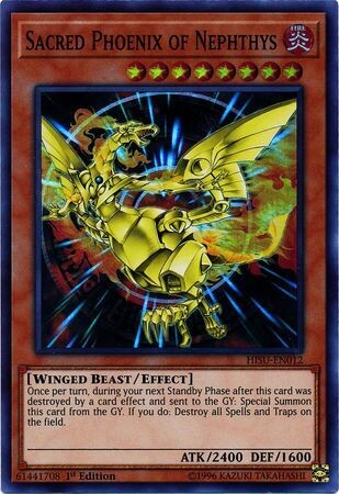 Sacred Phoenix of Nephthys - HISU-EN012 - Super Rare 1st Edition
Hidden Summoners Singles *Espanol*