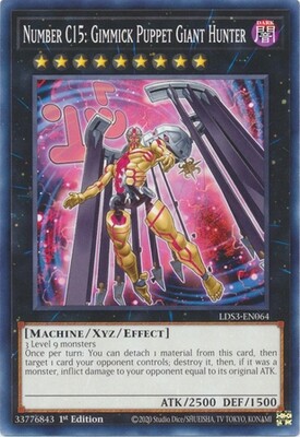 Number C15: Gimmick Puppet Giant Hunter - LDS3-EN064 - Common 1st Edition
Legendary Duelists: Season 3 [LDS3] 1st Edition Singles