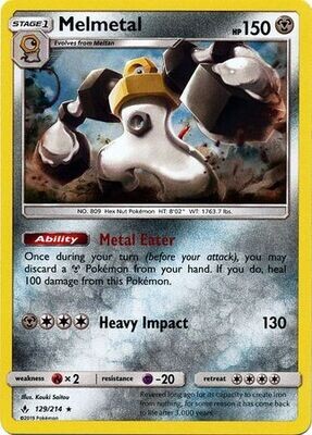 Melmetal - 129/214 - Holo Rare
Sun &amp; Moon: Unbroken Bonds Singles