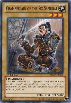 Chamberlain of the Six Samurai - SDWA-EN001 - Common 1st Edition
Structure Deck: Samurai Warlords 1st Edition Singles