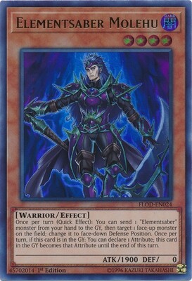 Elementsaber Molehu - FLOD-EN024 - Ultra Rare 1st Edition
Flames of Destruction 1st Edition Singles