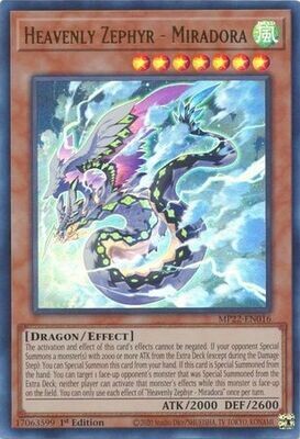 Heavenly Zephyr - Miradora - MP22-EN016 - Ultra Rare 1st Edition 2022 Mega-Tin: Pharaoh&#39;s Gods 1st Edition Singles