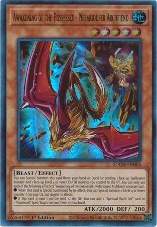 Awakening of the Possessed - Nefariouser Archfiend - SDCH-EN005 - Ultra Rare 1st Ed. Spirit Charmers [SDCH] 1st Edition Singles