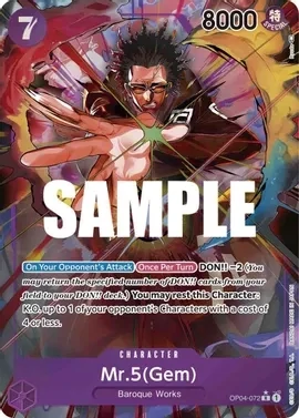 Mr.5 (Gem) (Alternate Art) - Kingdoms of Intrigue (OP04)
Kingdoms of Intrigue