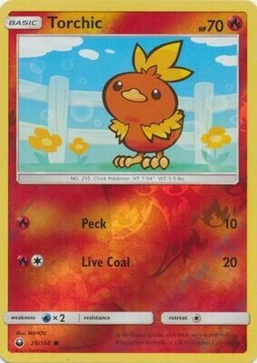 Torchic - 26/168 - Common Reverse Holo
Sun &amp; Moon: Celestial Storm Reverse Holo Singles