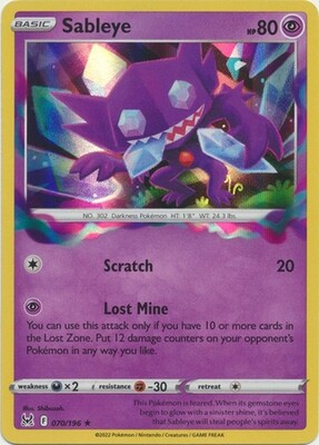Sableye - 070/196 - Holo Rare
Sword &amp; Shield: Lost Origin Singles