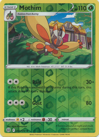 Mothim - 011/172 - Rare Reverse Holo
Sword &amp; Shield: Brilliant Stars Reverse Holo Singles