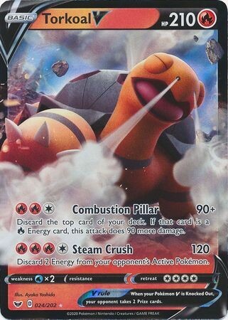 SH Torkoal V - 024/202 - Ultra Rare
Sword &amp; Shield (Base Set) Singles