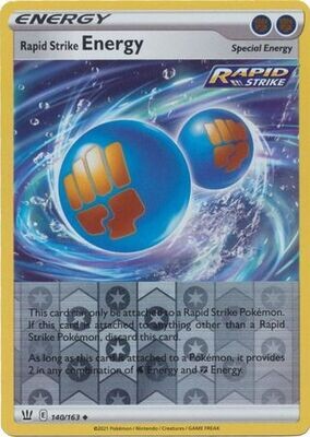 Rapid Strike Energy - 140/163 - Uncommon Reverse Holo
Sword &amp; Shield: Battle Styles Reverse Holo Singles