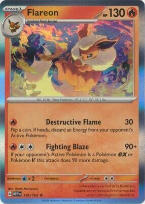 Flareon - 136/165 - Holo Rare Scarlet &amp; Violet 151 Singles