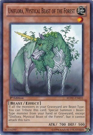 Uniflora, Mystical Beast of the Forest - REDU-EN031 - Common 1st Edition Return of the Duelist 1st Edition Singles