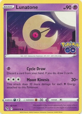 Lunatone - 034/078 - Uncommon Pokemon Go Singles