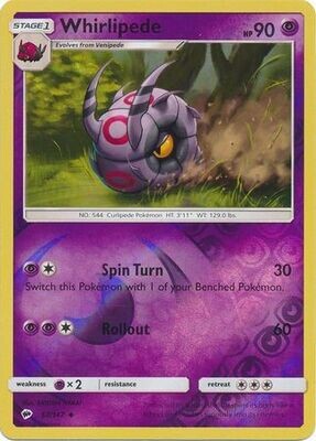Whirlipede - 57/147 - Uncommon Reverse Holo Sun &amp; Moon: Burning Shadows Reverse Holo Singles (Español)