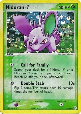 Nidoran M - 71/112 - Common Reverse Holo
Ex Fire Red &amp; Leaf Green Reverse Holo Singles