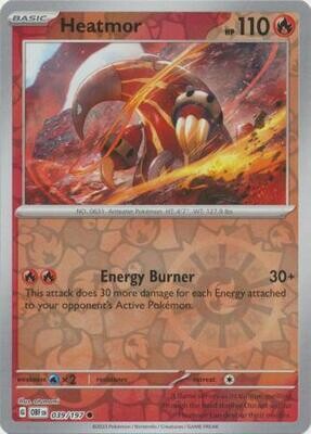 MY01 Heatmor - 039/197 - Common Reverse Holo
Obsidian Flames Reverse Holo Singles
