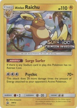 Alolan Raichu - SM72 - Pre-Release Promo
Pokemon Sun &amp; Moon Promos
