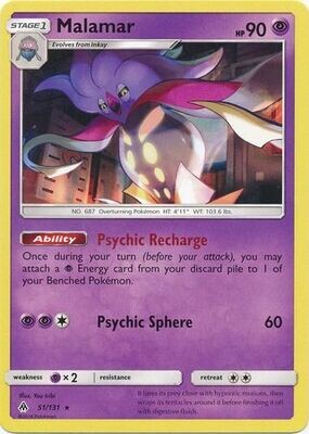 Malamar - 51/131 - Rare
Sun &amp; Moon: Forbidden Light Singles