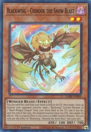 SH Blackwing - Chinook the Snow Blast - DABL-EN003 - Super Rare 1st Edition
Darkwing Blast 1st Edition Singles