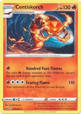 Centiskorch - 039/202 - Rare
Sword &amp; Shield (Base Set) Singles   (Español)