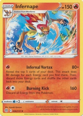 Infernape - 026/172 - Rare Theme Deck Exclusive Pokemon Theme Deck Exclusives