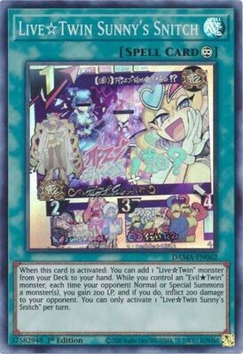 SH Live Twin Sunny&#39;s Snitch - DAMA-EN062 - Super Rare 1st Edition
Dawn of Majesty 1st Edition Singles