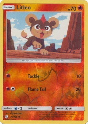 Litleo - 36/236 - Common Reverse Holo
Sun &amp; Moon: Cosmic Eclipse Reverse Holo Singles