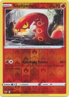 Sizzlipede - 038/202 - Common Reverse Holo
Sword &amp; Shield (Base Set) Reverse Holo Singles