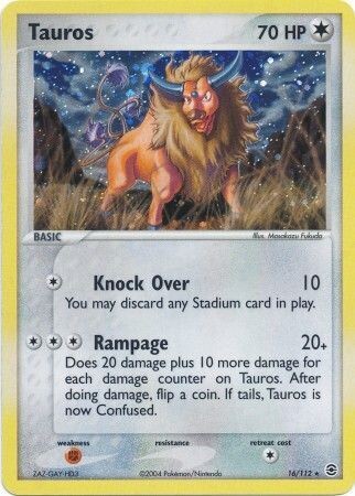 Tauros - 16/112 - Holo Rare
Ex Fire Red &amp; Leaf Green Singles