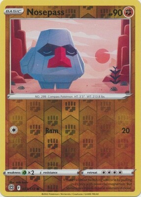 Nosepass - 073/172 - Common Reverse Holo
Sword &amp; Shield: Brilliant Stars Reverse Holo Singles